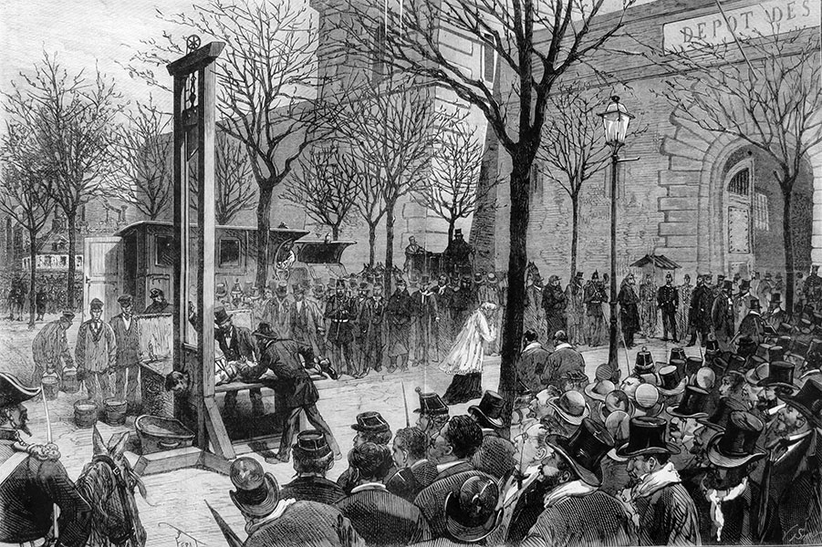 A drawing of the execution of Prévost outside la Rougette prison 1880
